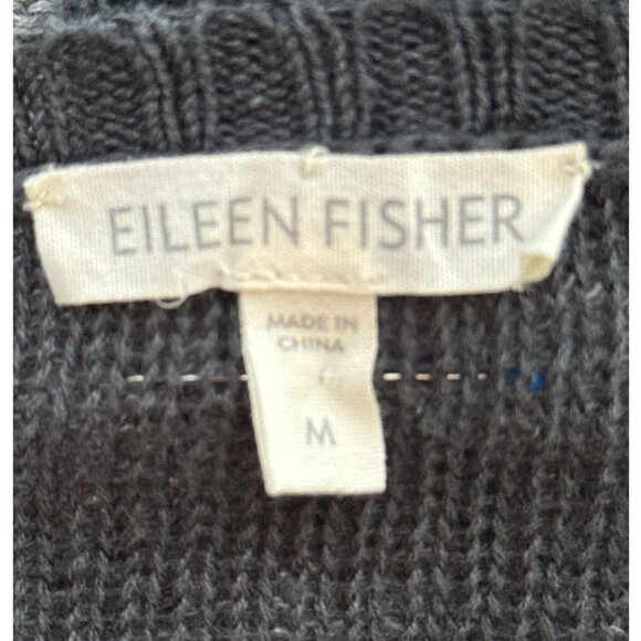 Eileen Fisher Linen Sweater Gray Ombre Stripe Organic Knit Long Sleeve Women's M - Picture 3 of 8